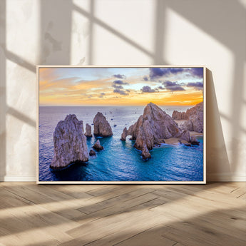 72955-MGV-CV-36X24-Ocean Rock Formation Wall Art – Sunset Coastal Seascape Print, Beach Landscape Decor for Living Room or Office