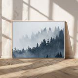 23671-MGV-CV-36X24-Misty Forest Wall Art – Serene Foggy Pine Trees Landscape Canvas Print, Tranquil Nature Decor for Living Room, Bedroom or Office