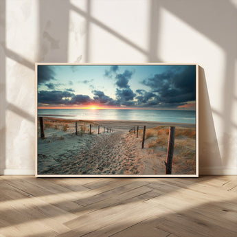 25788-MGV-CV-36X24-Sunset Beach Path Wall Art – Scenic Coastal Dunes and Ocean Canvas Print, Tranquil Seaside Landscape Decor for Living Room or