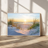 48907-MGV-CV-36X24-Beach Sunset Wall Art – Coastal Sand Dunes and Ocean View Canvas Print, Serene Seaside Landscape Painting for Living Room, Bedroom