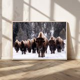 66871-MGV-CV-36X24-Bison Herd Wall Art – Wildlife Buffalo Canvas Print, Rustic Western Nature Photography Decor for Living Room, Office, Cabin, or