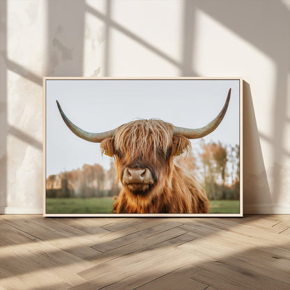 64824-MGV-CV-36X24-Highland Cow Wall Art – Rustic Scottish Bull Canvas Print, Farmhouse Animal Decor for Living Room, Bedroom, Office or Cabin