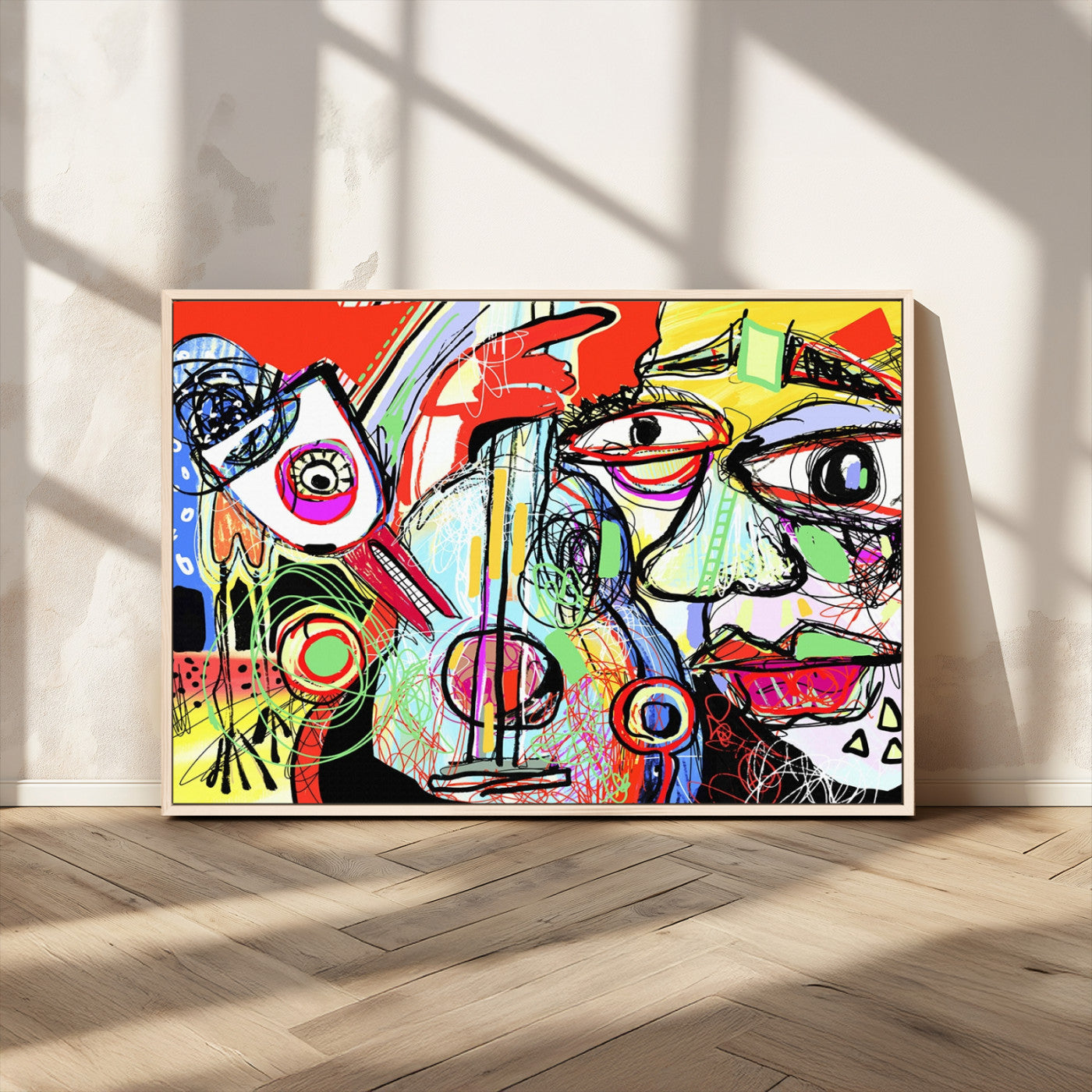 37796-MGV-CV-36X24-Picasso Style Wall Art Canvas Print, Framed Picasso Art Picture Print, Picasso Cubism Perfect Modern Abstract Decor Artwork