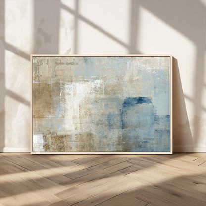 38126-MGV-CV-36X24-Neutral Abstract Wall Art – Modern Beige and Blue Canvas Print and Minimalist Textured Painting for Living Room, Bedroom or Office