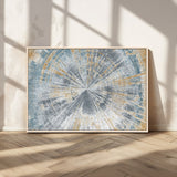 17631-MGV-CV-36X24-Radiant Burst Wall Art – Abstract Sunburst Canvas Print in Blue and Gold, Modern Geometric Painting for Living Room, Office or