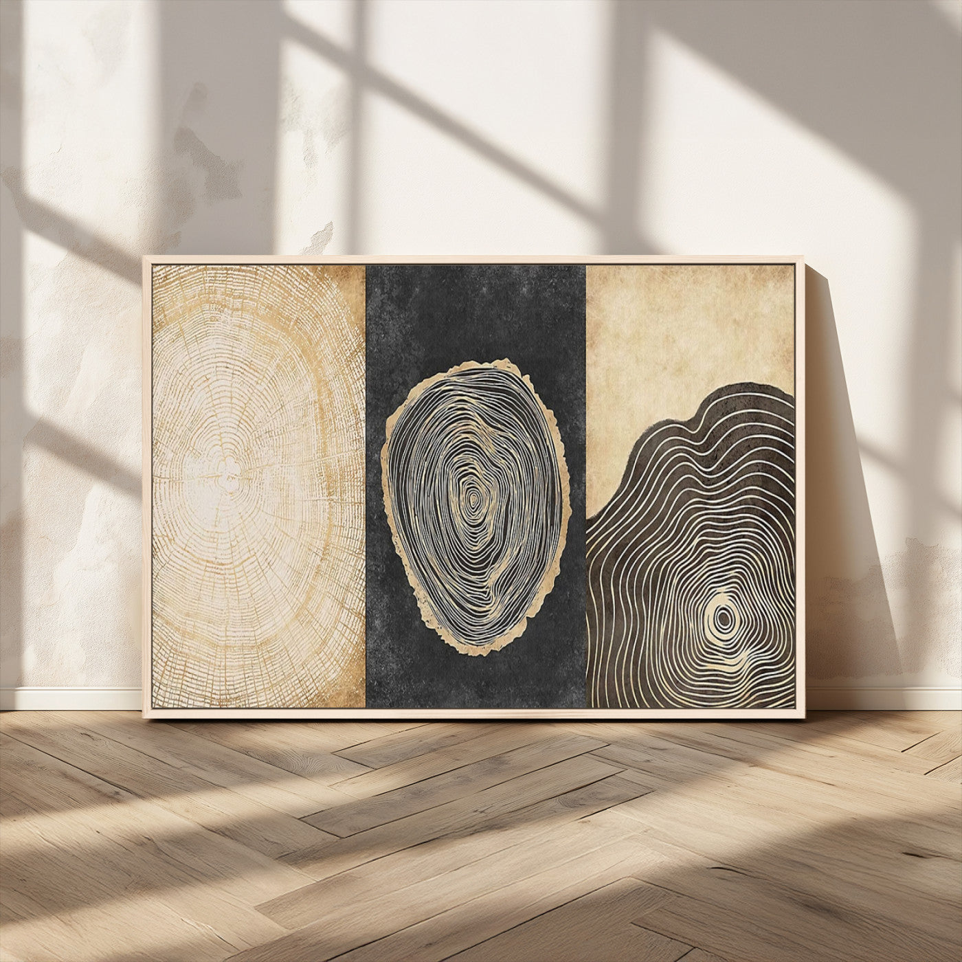 77785-MGV-CV-36X24-Tree Ring Abstract Wall Art – Rustic Wood Growth Pattern Canvas Prints, Modern Nature-Inspired Decor for Living Room or Office