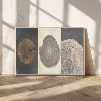 80725-MGV-CV-36X24-Wood Tree Rings Wall Art Canvas Print, Framed Tree Rings Art Picture Print, Abstract Tree Rings Perfect Modern Boho Decor Artwork