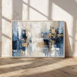 44344-MGV-CV-36X24-Abstract Blue and Gold Wall Art – Modern Hand Painted Canvas Print, Contemporary Textured Painting for Living Room, Bedroom or