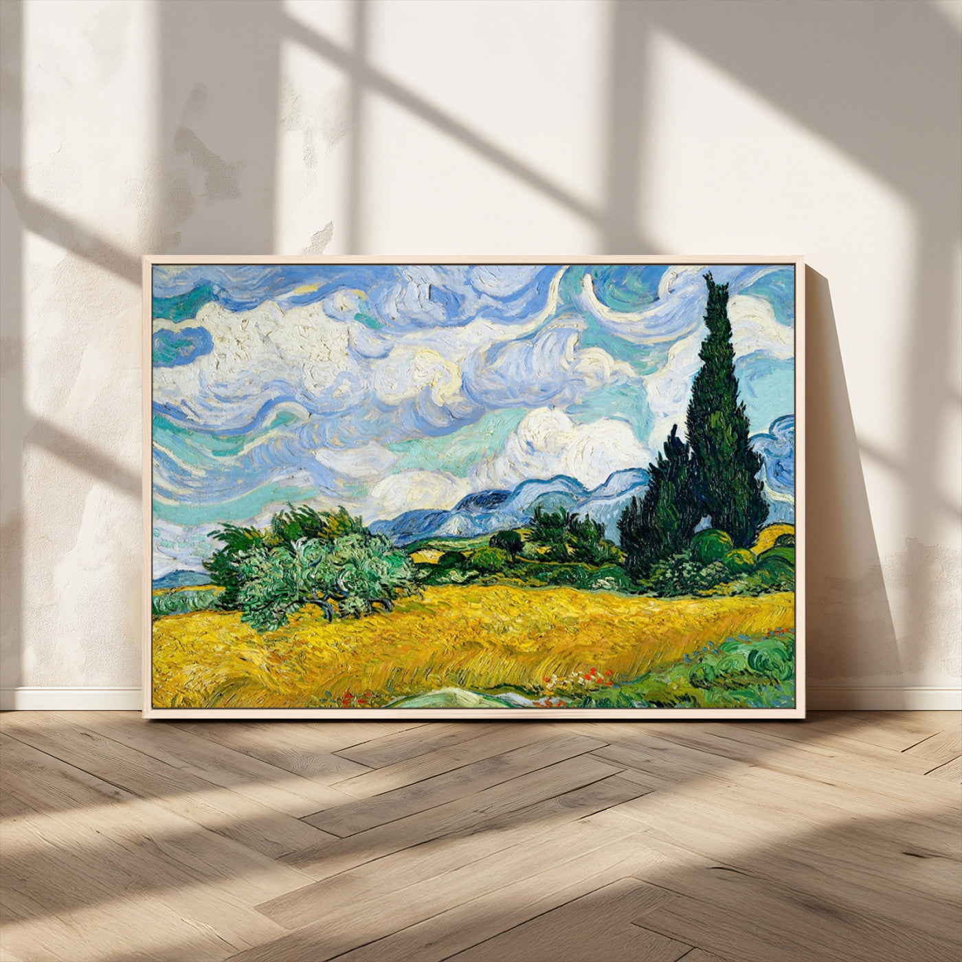 97252-MGV-CV-36X24-Wheat Field with Cypress – Van Gogh Wall Art, Impressionist Landscape Canvas Print, Rustic Home Decor for Living Room or Office