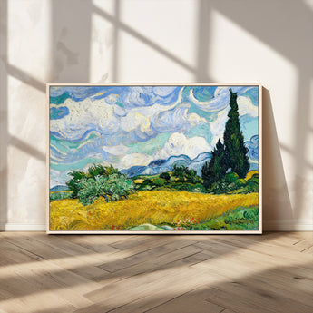 97252-MGV-CV-36X24-Wheat Field with Cypress – Van Gogh Wall Art, Impressionist Landscape Canvas Print, Rustic Home Decor for Living Room or Office