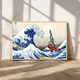 19450-MGV-CV-36X24-Great Wave Adventure Wall Art – Japanese Style Ocean Canvas Print, Fantasy Sailing Decor for Living Room, Bedroom or Office