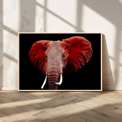 14788-MGV-CV-36X24-Red Elephant Wall Art – Bold Wildlife Canvas Print, African Safari Animal Decor for Living Room, Bedroom or Office