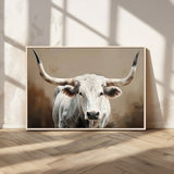 61423-MGV-CV-36X24-Longhorn Bull Wall Art – Rustic Western Texas Steer Canvas Print, Cowboy Farmhouse Decor for Living Room, Bedroom, Office or Ranch