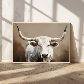 61423-MGV-CV-36X24-Longhorn Bull Wall Art – Rustic Western Texas Steer Canvas Print, Cowboy Farmhouse Decor for Living Room, Bedroom, Office or Ranch