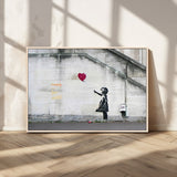 50559-MGV-CV-36X24-Banksy Girl with Balloon Wall Art – Famous Street Graffiti Canvas Print, Modern Urban Artwork for Living Room, Bedroom or Office