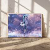 66864-MGV-CV-36X24-Fantasy Dragon Wall Art – Mystical Canvas Print Girl and Sky Serpent Dreamlike Clouds, Magical Anime Inspired Decor for Living