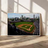 34859-MGV-CV-36X24-Wrigley Field Wall Art Canvas Print, Framed Chicago Cubs Stadium Art Picture Print, Wrigley Stadium Field Perfect Sport Room Decor