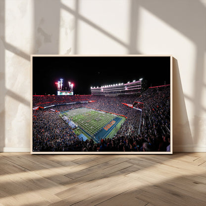 46899-MGV-CV-36X24-Ben Hill Griffin Stadium Wall Art Canvas Print, Framed Football Stadium Art Picture Print, Florida Football Stadium Perfect Sport