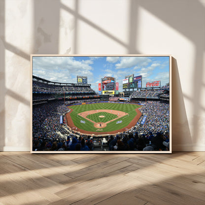 22910-MGV-CV-36X24-City Field Stadium Wall Art Canvas Print, Framed New York Stadium Art Picture Print, City Field Perfect Sport Room Decor Artwork