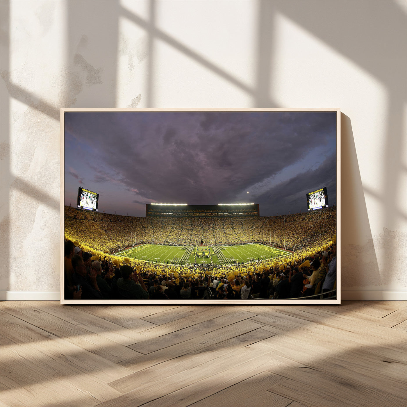 72404-MGV-CV-36X24-Michigan Wolverine Stadium Wall Art Canvas Print, Framed Michigan Stadium Art Picture Print, Football Stadium Perfect Sport Room
