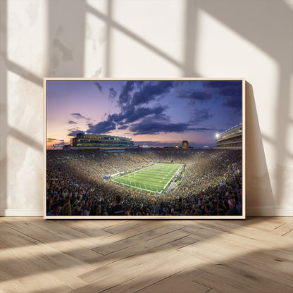 50825-MGV-CV-36X24-Notre Dame Stadium Wall Art Canvas Print, Framed Indiana Stadium Art Picture Print, Football Stadium Perfect Sports Room Decor