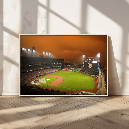 31315-MGV-CV-36X24-Oracle Park Stadium Wall Art Canvas Print, Framed California Stadium Art Picture Print, Oracle Park Field Perfect Sport Room Decor