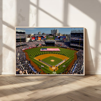 20879-MGV-CV-36X24-Yankee Stadium Wall Art Canvas Print, Framed New York Stadium Art Picture Print, Yankee Field Perfect Sport Room Decor Artwork