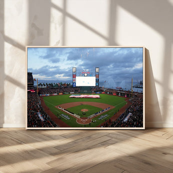 44631-MGV-CV-36X24-Oracle Park Stadium Wall Art Canvas Print, Framed San Francisco Giants Art Picture Print, Giants Stadium Field Perfect Sports Room