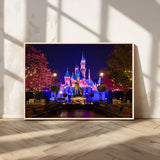 79435-MGV-CV-36X24-Disney Castle Wall Art Canvas Print, Framed Magic Kingdom Art Picture Print, Disney World Perfect Child Room Decor Artwork