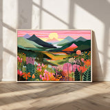 99638-MGV-FC-36X24_Natural-Sunset Meadow Wall Art – Panoramic Mountain Landscape with Wildflowers Canvas Print, Vibrant Nature Decor for Living Room, Bedroom
