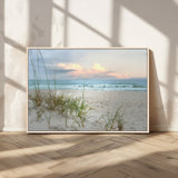 Test1001-MGV-CV-36X24-Coastal Beach Wall Art – Panoramic Ocean Waves and Sandy Dunes Canvas Print, Serene Seascape with Sea Oats for Relaxing Home or