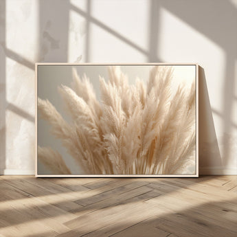 50300-MGV-CV-36X24-Pampas Grass Wall Art Canvas Print, Framed Minimalist Pampas Grass Art Picture Print, Beige Pampas Grass Perfect Minimalist Boho