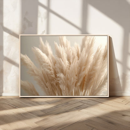 50300-MGV-CV-36X24-Pampas Grass Wall Art Canvas Print, Framed Minimalist Pampas Grass Art Picture Print, Beige Pampas Grass Perfect Minimalist Boho
