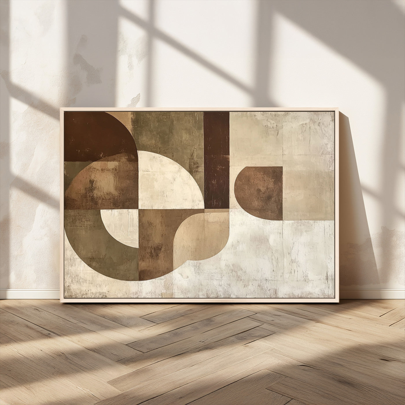 59767-MGV-CV-36X24-Abstract Geometric Shapes Wall Art – Modern Minimalist Canvas Print, Neutral Brown Beige Tan Artwork for Living Room, Bedroom,