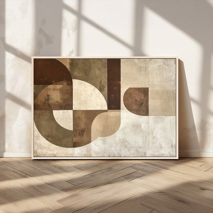 59767-MGV-CV-36X24-Abstract Geometric Shapes Wall Art – Modern Minimalist Canvas Print, Neutral Brown Beige Tan Artwork for Living Room, Bedroom,