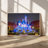 66710-MGV-FC-36X24_Natural-Enchanted Castle Wall Art – Magical Night Scene Canvas Print with Glowing Lights, Fantasy Architecture Artwork for Living Room,
