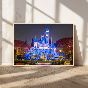 66710-MGV-FC-36X24_Natural-Enchanted Castle Wall Art – Magical Night Scene Canvas Print with Glowing Lights, Fantasy Architecture Artwork for Living Room,