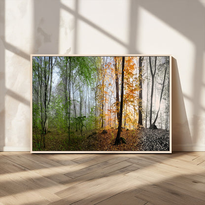 95317-MGV-CV-36X24-Four Seasons Forest Wall Art – Panoramic Nature Canvas Print Showing Spring, Summer, Autumn and Winter Landscape for Living Room,