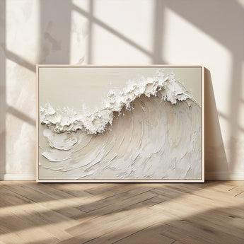 45175-MGV-CV-36X24-Textured Wave Wall Art Canvas Print, Framed Minimal Seascape Art Picture Print, Elegant Wave Perfect Modern Coastal Decor Artwork
