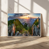 51582565-MGV-CV-36X24-Mountain Sunrise Panorama Wall Art – Scenic Landscape Canvas Print, Hiking Adventure Nature Photography, Large Mountain Range Wall