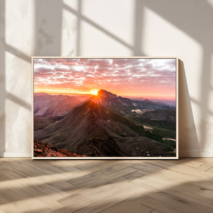 50957419-MGV-FC-36X24_Natural-Mountain Sunrise Wall Art Canvas Print, Framed Alpine Ridge Art Picture Print, Mountain Range Perfect Vibrant Rustic Decor Artwork