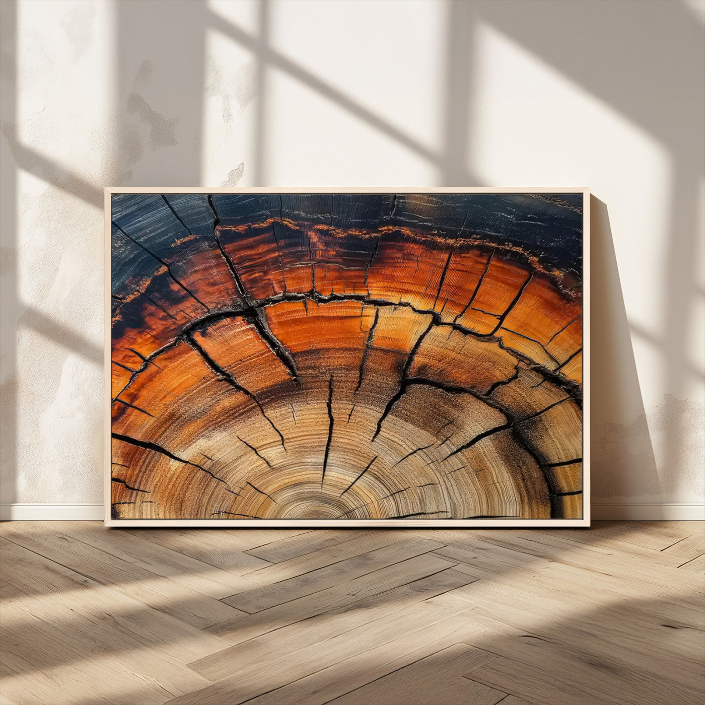65909987-MGV-CV-36X24-Rustic Tree Ring Wall Art – Nature Inspired Wooden Texture Canvas Print, Modern Abstract Artwork for Living Room, Bedroom, Office