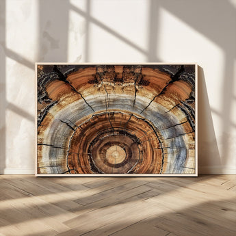 15184146-MGV-CV-36X24-Tree Rings Wall Art Canvas Print, Framed Wood Texture Art Picture Print, Rustic Pattern Perfect Rustic Organic Decor Artwork