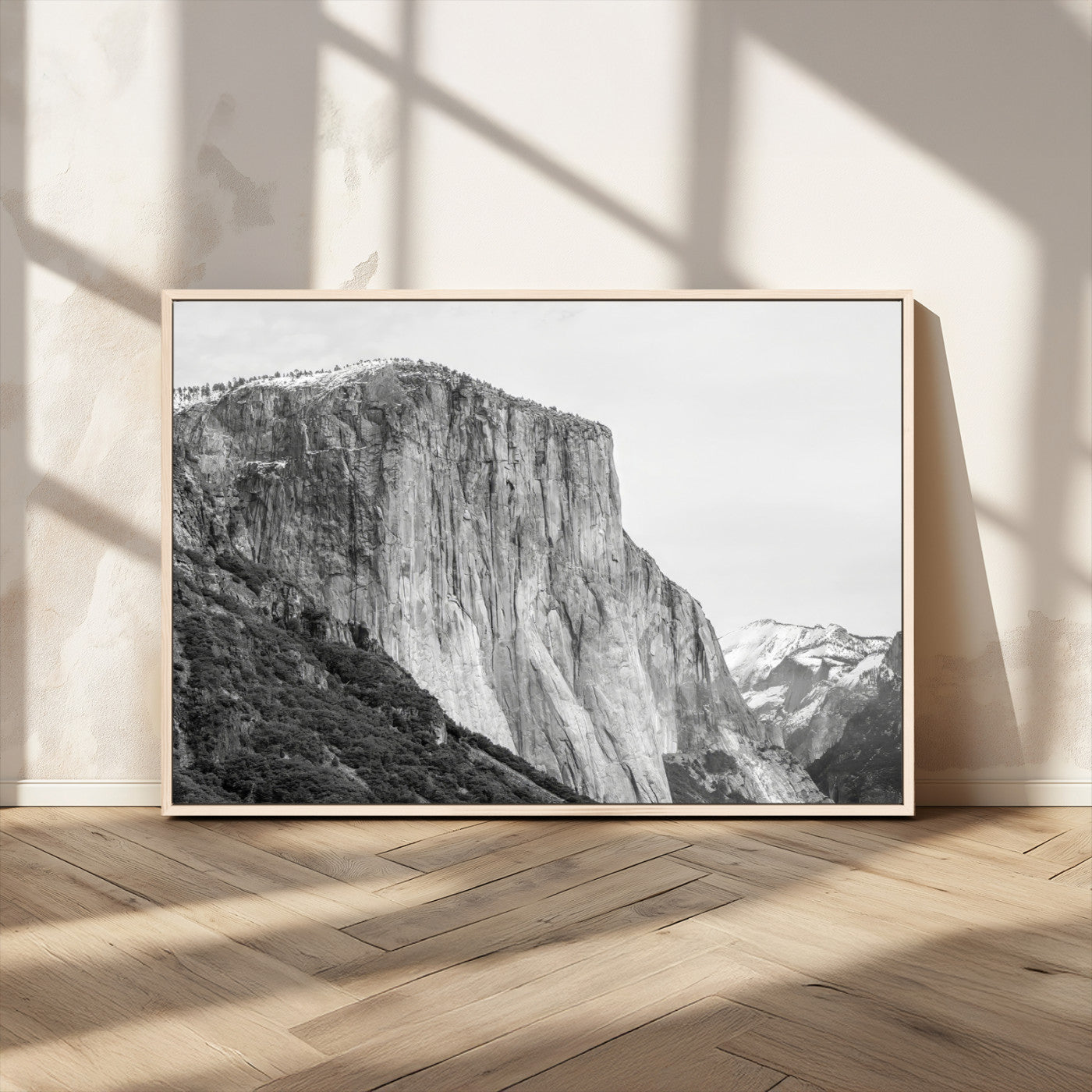 39393420-MGV-CV-36X24-El Capitan Wall Art Canvas Print, Framed Yosemite Cliff Art Picture Print, Monochrome Mountain Perfect Monochrome Sierra Decor