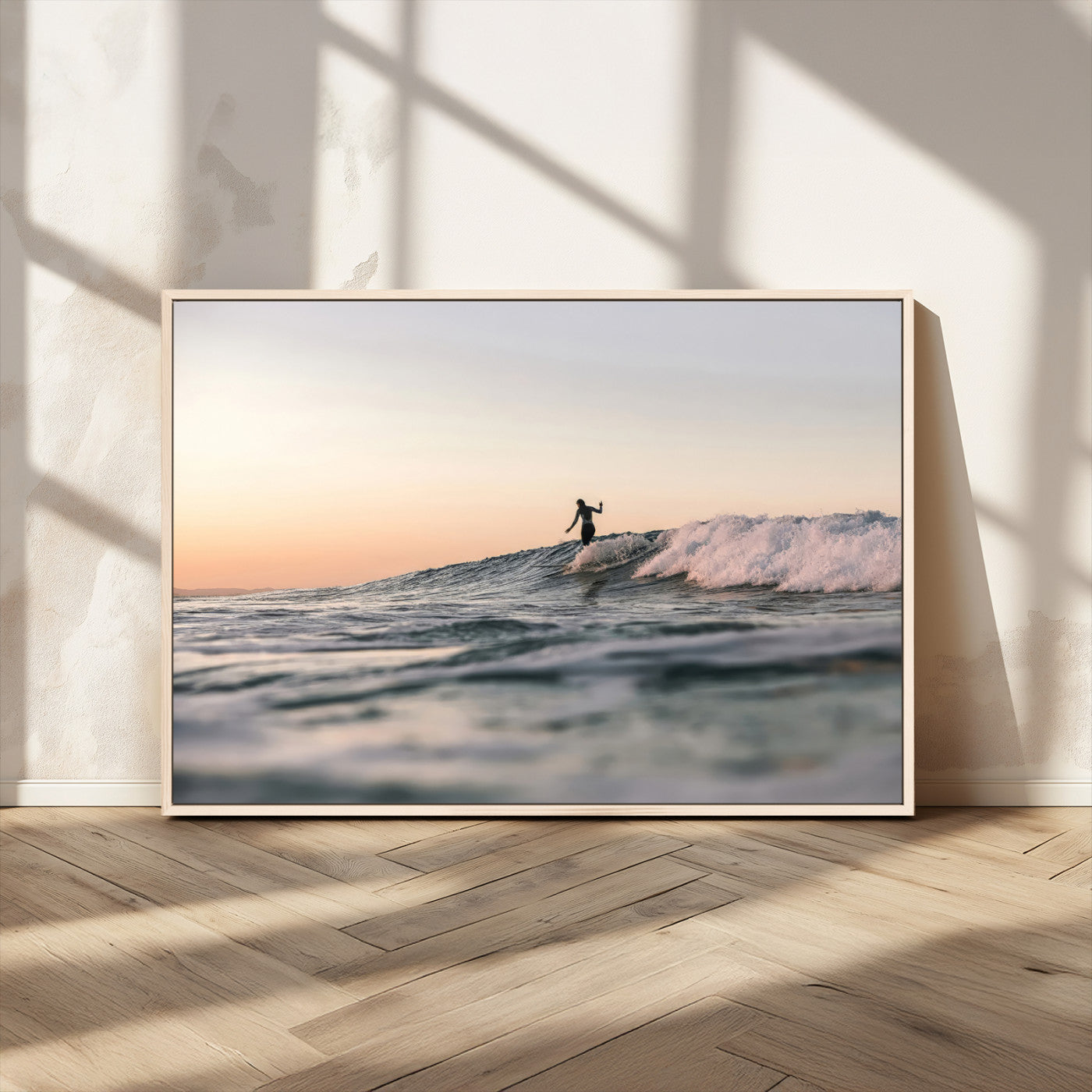 58502923-MGV-CV-36X24-Wave Rider Wall Art Canvas Print, Framed Ocean Wave Art Picture Print, Riding Surf Perfect Sunset Surf Decor Artwork