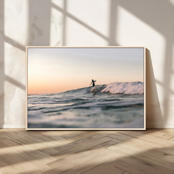 58502923-MGV-CV-36X24-Wave Rider Wall Art Canvas Print, Framed Ocean Wave Art Picture Print, Riding Surf Perfect Sunset Surf Decor Artwork