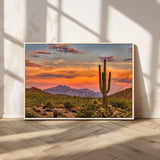 25332783-MGV-CV-36X24-Saguaro Cactus Wall Art Canvas Print, Framed Arizona Sunset Art Picture Print, Sonoran Desert Perfect Southwestern Boho Decor