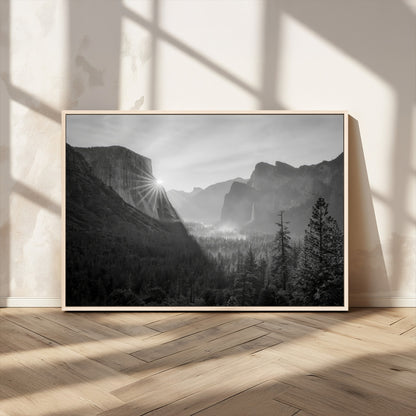 39278955-MGV-CV-36X24-Yosemite Valley Wall Art Canvas Print, Framed El Capitan Art Picture Print, Misty Mountain Perfect Modern Rustic Decor Artwork