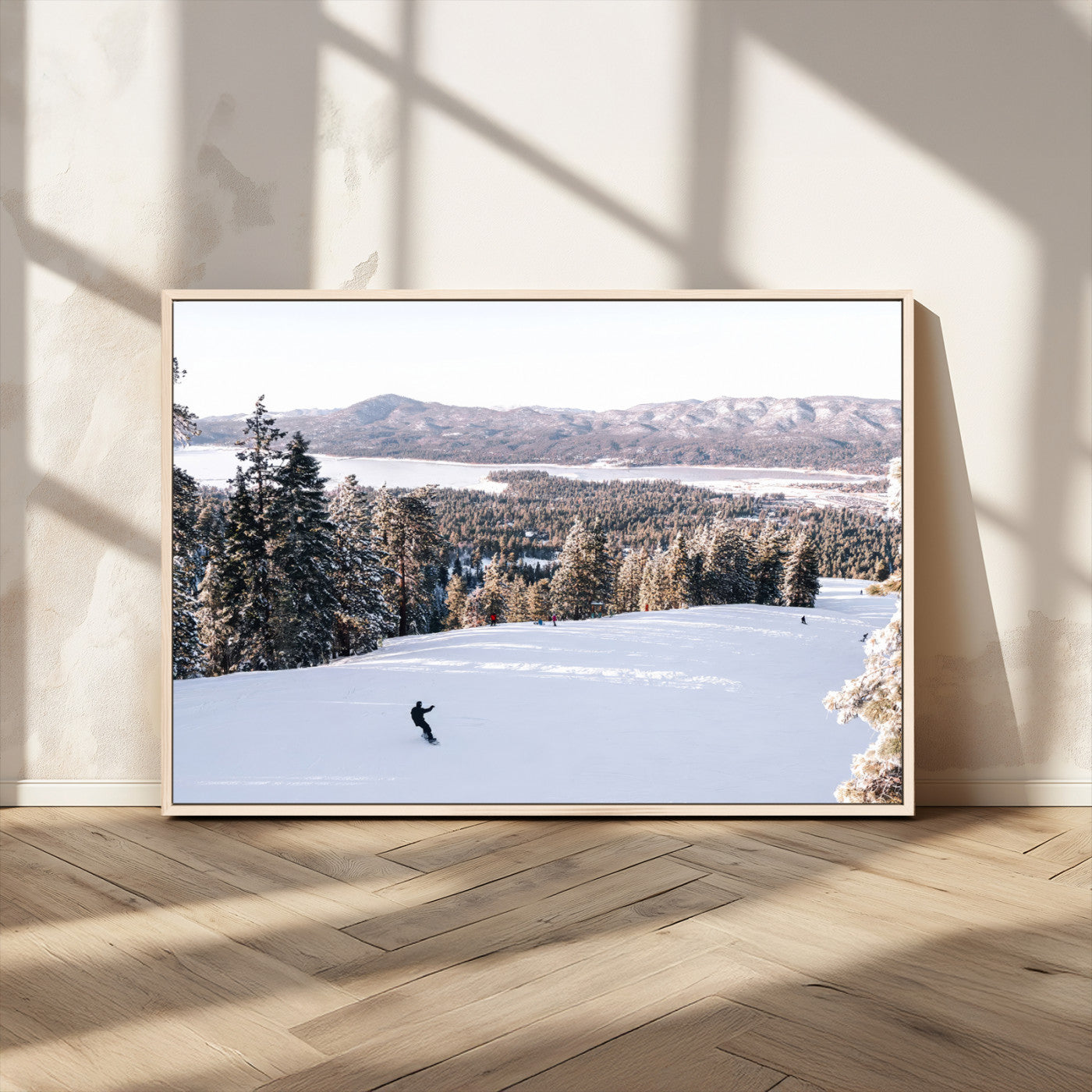 79857868-MGV-CV-36X24-Snowy Mountain Wall Art Canvas Print, Framed Ski Slope Art Picture Print, Winter Forest Perfect Modern Rustic Decor Artwork