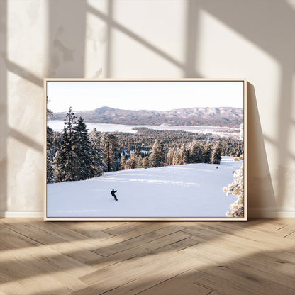 79857868-MGV-CV-36X24-Snowy Mountain Wall Art Canvas Print, Framed Ski Slope Art Picture Print, Winter Forest Perfect Modern Rustic Decor Artwork